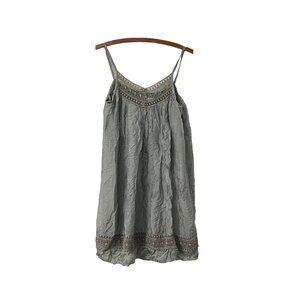Camila Italy Womens Gray Crochet Silk Viscose Cami Dress Size Small
